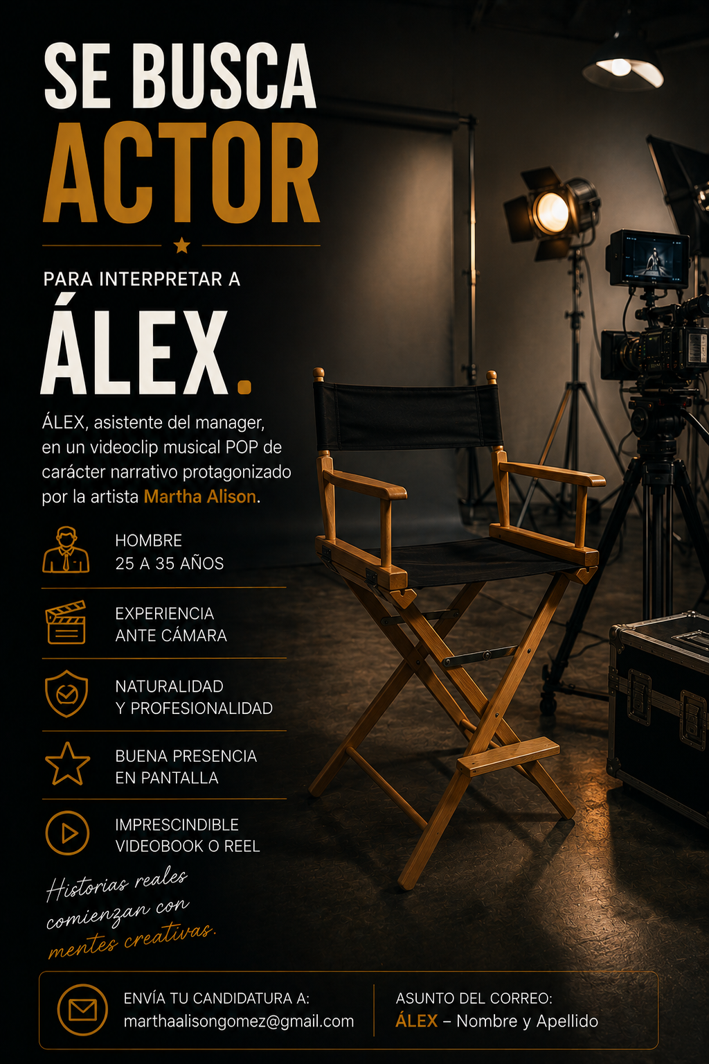 ACTOR de 25 a 35 años para VIDEOCLIP MUSICAL Remunerado (MADRID)