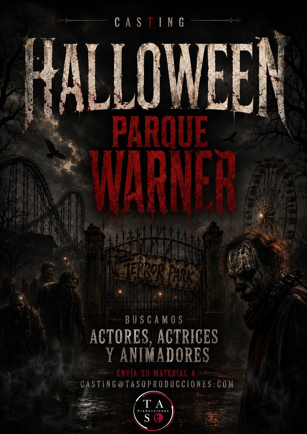 CASTING Actores temporada Halloween 2026 en Parque Warner (Madrid)