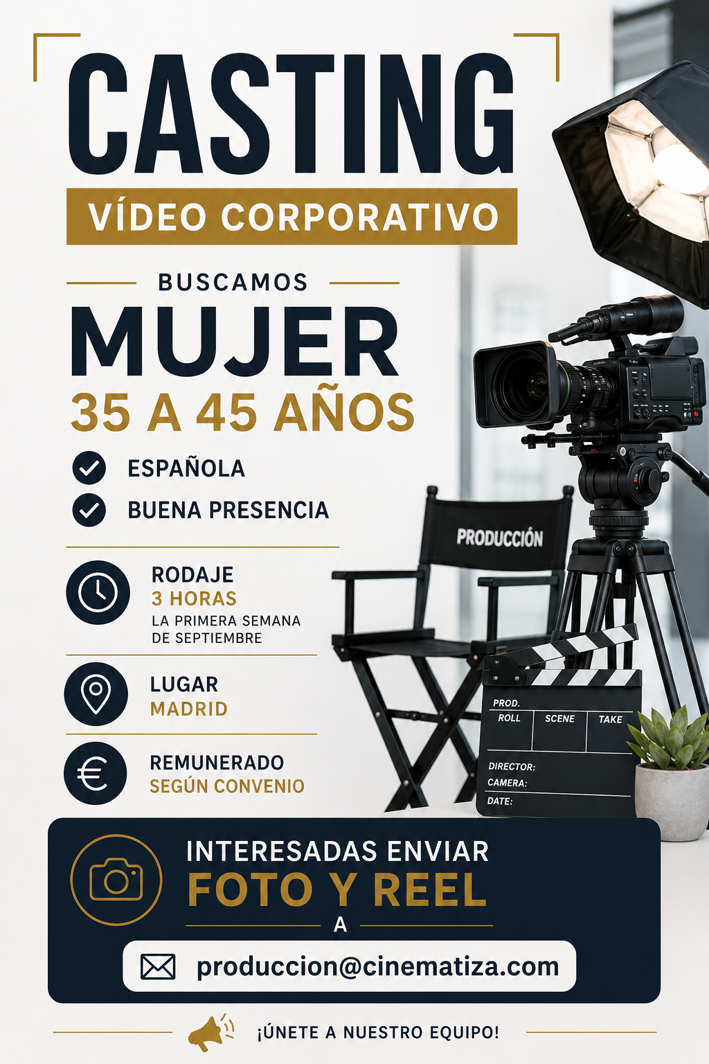 Mujer de 35 a 45 años Española para video corporativo en Madrid