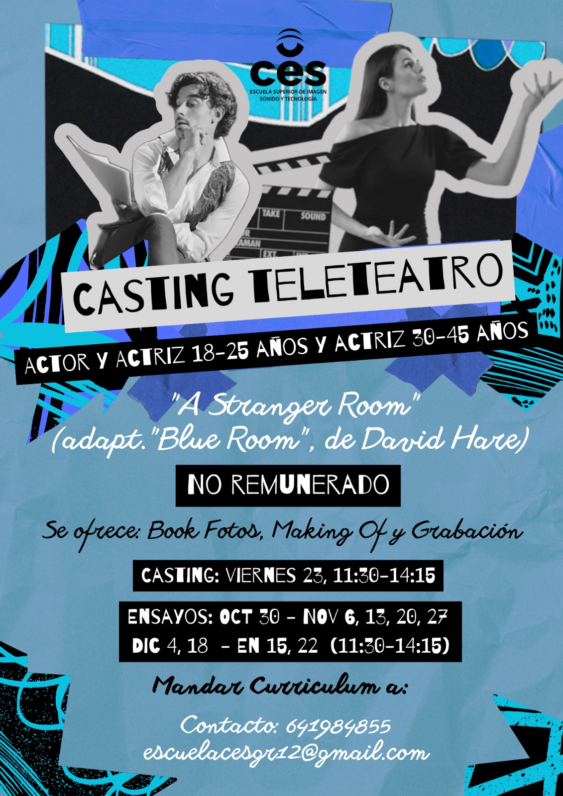 Actores y actrices de 18 a 45 años para teleteatro escuela CES MADRID