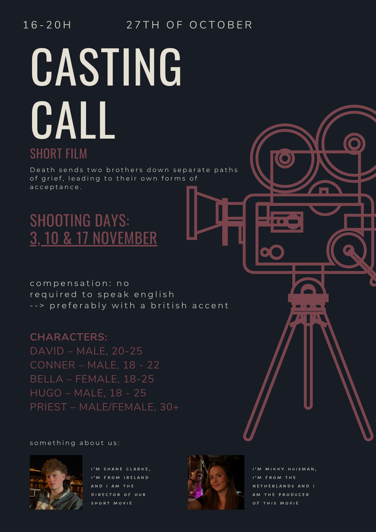 CASTING CALL – SHORT FILM ABOUT GRIEF in Madrid