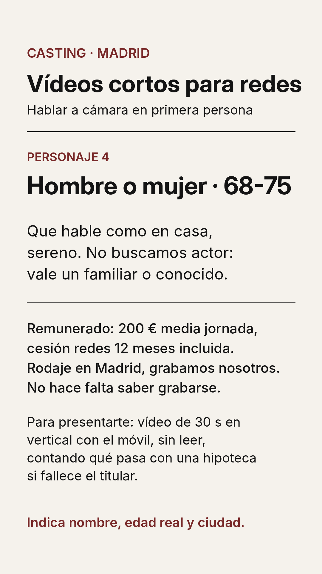 Varios perfiles de 30 a 75 años para Meta Ads – Sector asegurador- en Madrid